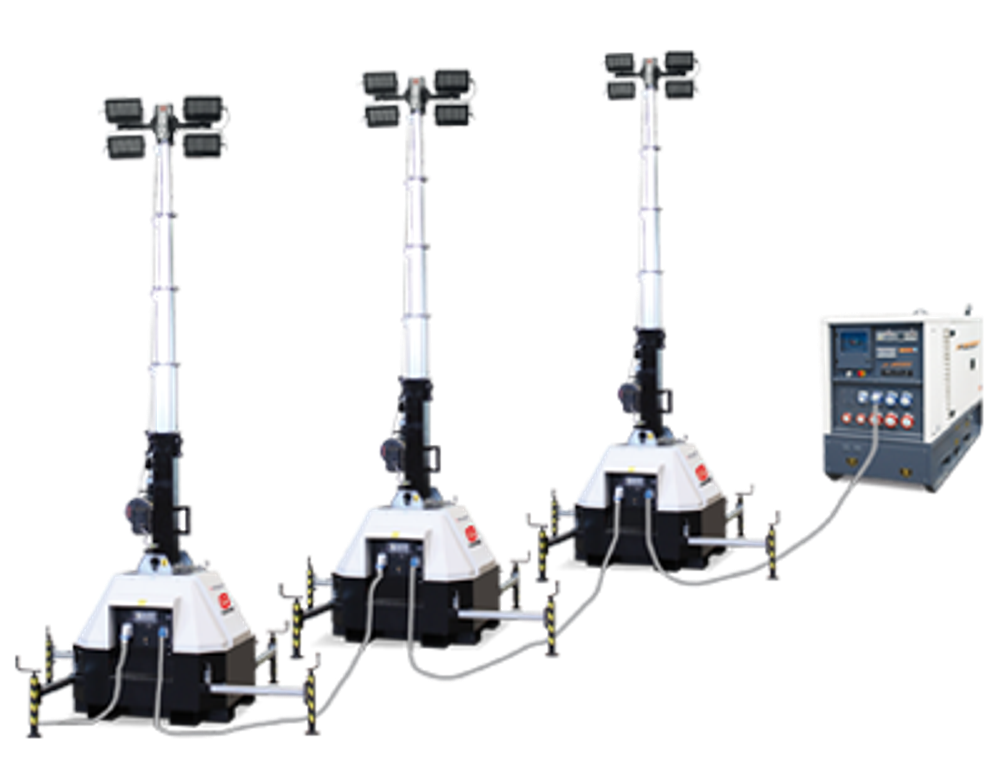 Мачта освещения TRIME X-MAST 4X320W LED 9M с питанием от генератора или сети 220 вольт