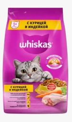 Корм для кошек WHISKAS Подушечки с паштетом, Ассорти с курицей и индейкой (Россия) 13800г