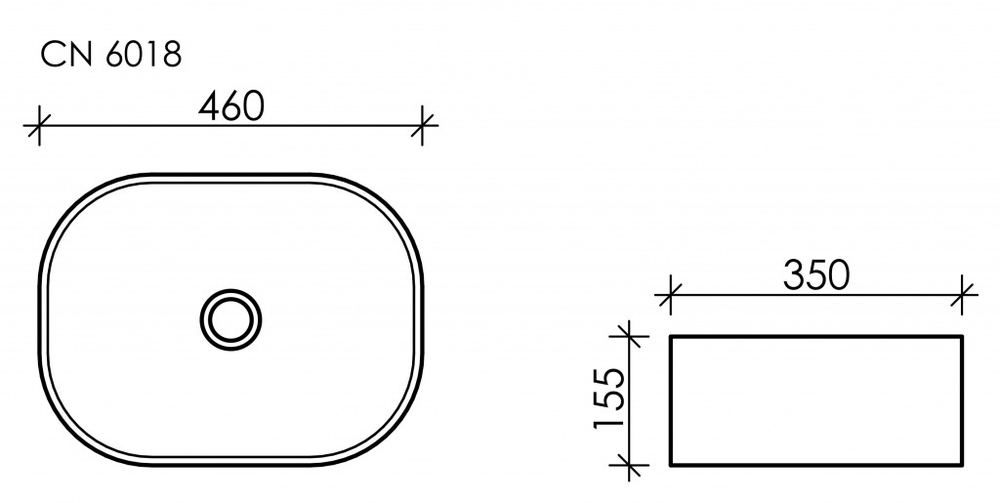 Умывальник чаша накладная овальная Элемент (Element) 460x350x155мм