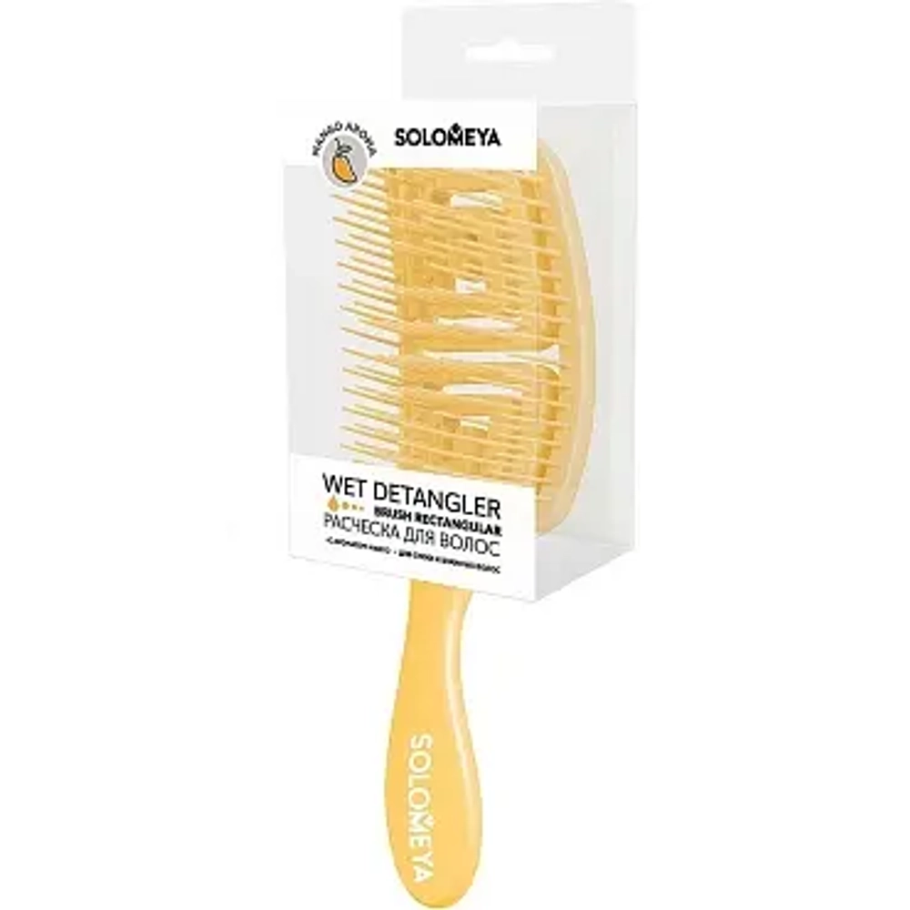 [SOLOMEYA] Расческа для сухих и влажных волос АРОМАТ МАНГО Solomeya Wet Detangler Brush Rectangular Mango, 1 шт.