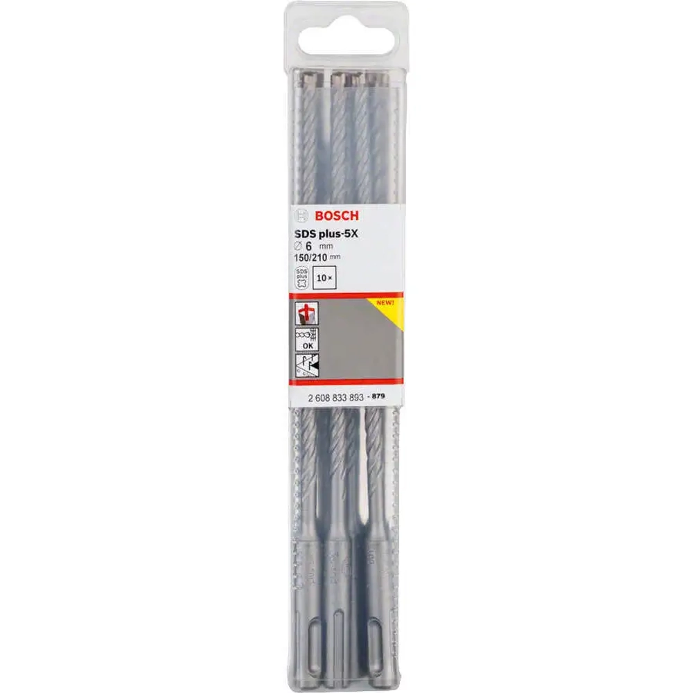 Бур по бетону SDS plus-5X 6x150x210 мм, 10 шт. BOSCH 2608833893