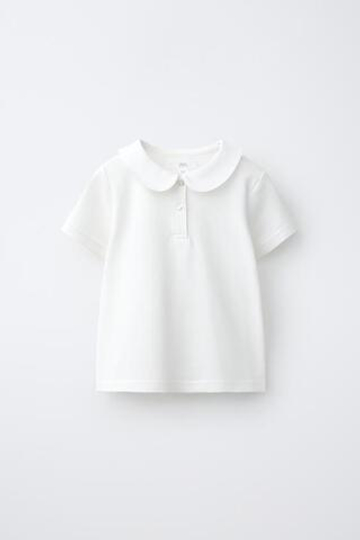ZARA ПОЛО ПИКЕ С ВОРОТНИКОМ ПИТЕР ПЭН, БЕЛЫЙ