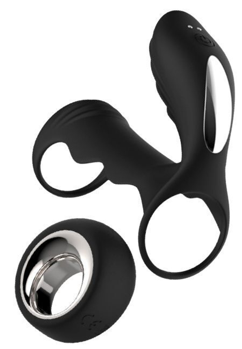 Черная насадка на пенис с вибрацией HYPERION REMOTE - 10 см. (Цвет: черный)