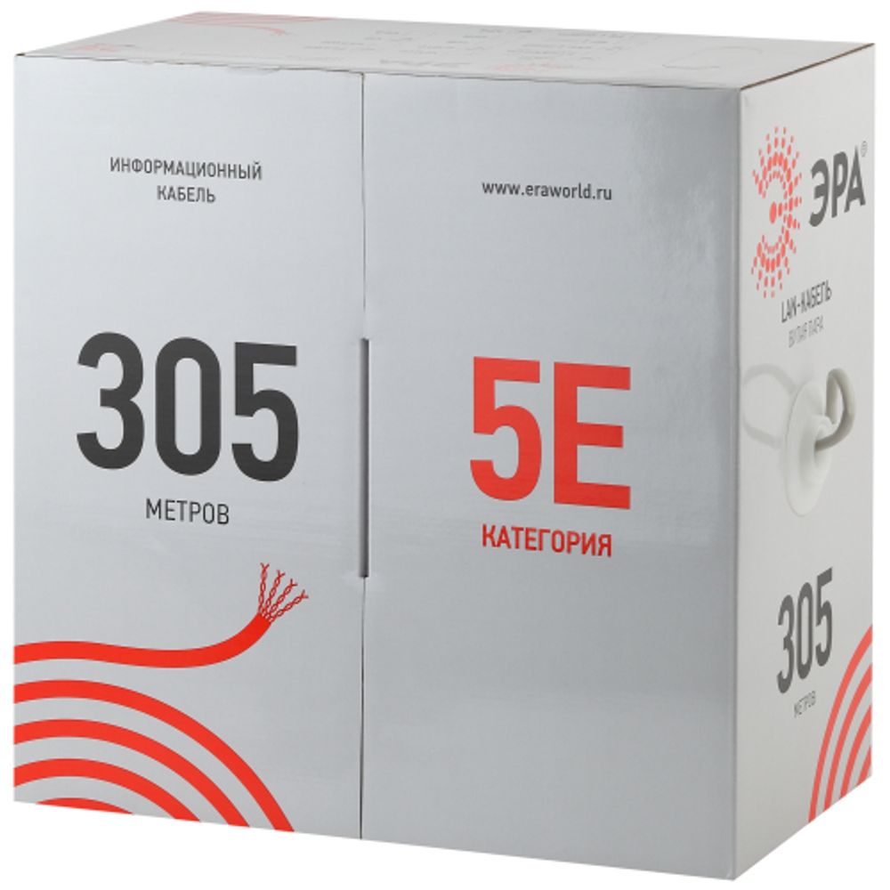 Кабель витая пара ЭРА U/UTP 4x2x24 AWG Cat5e CU нг(А) HF 305м | Электротовары