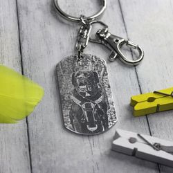Брелок с гравировкой фото собаки на заказ
