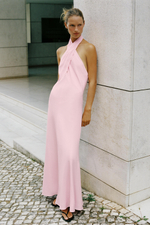ЛЬНЯНОЕ ПЛАТЬЕ МИДИ С ГОРЛОВИНОЙ ХАЛТЕР — ZARA