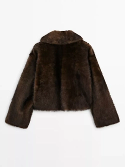 Massimo Dutti Короткая шуба из овечьей кожи, коричневый