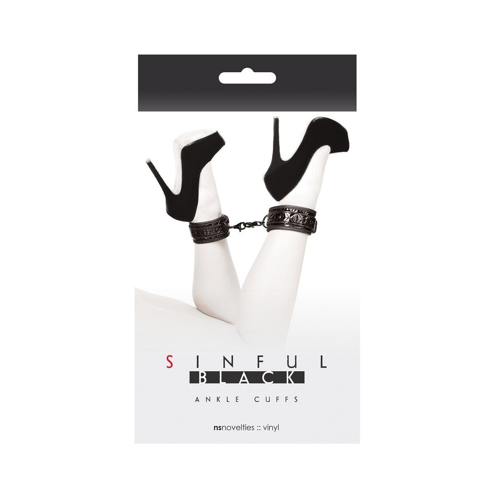Черные оковы на ноги Sinful Ankle Cuffs (Цвет: черный)