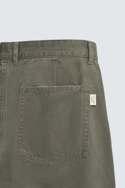 ZARA БРЮКИ CARROT FIT С ЭФФЕКТОМ ПОТЕРТОСТИ, ХАКИ