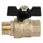 Кран шаровый латунный 1/2" вн/нар бабочка, полный проход TIM DE1215
