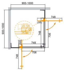 Душевой уголок Cezares SLIDER 90-100x90-100 см SLIDER-A-2-90/100-C-Cr