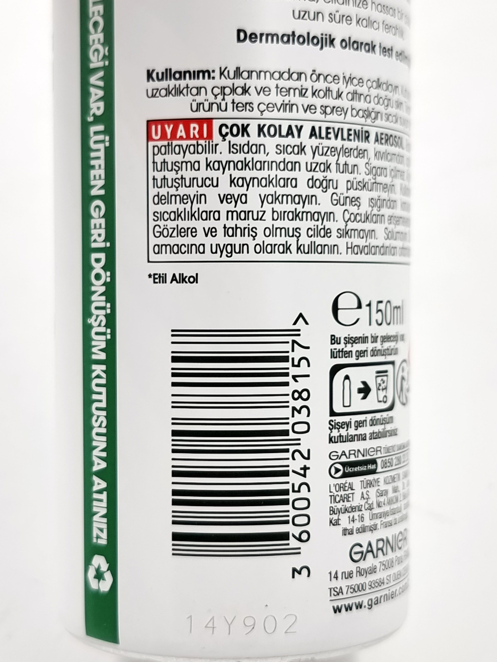 Garnier Mineral дезодорант-спрей Dogal Ferahlik, для чуствительной кожи с маслом кокоса, 48Н 150 мл (Франция)