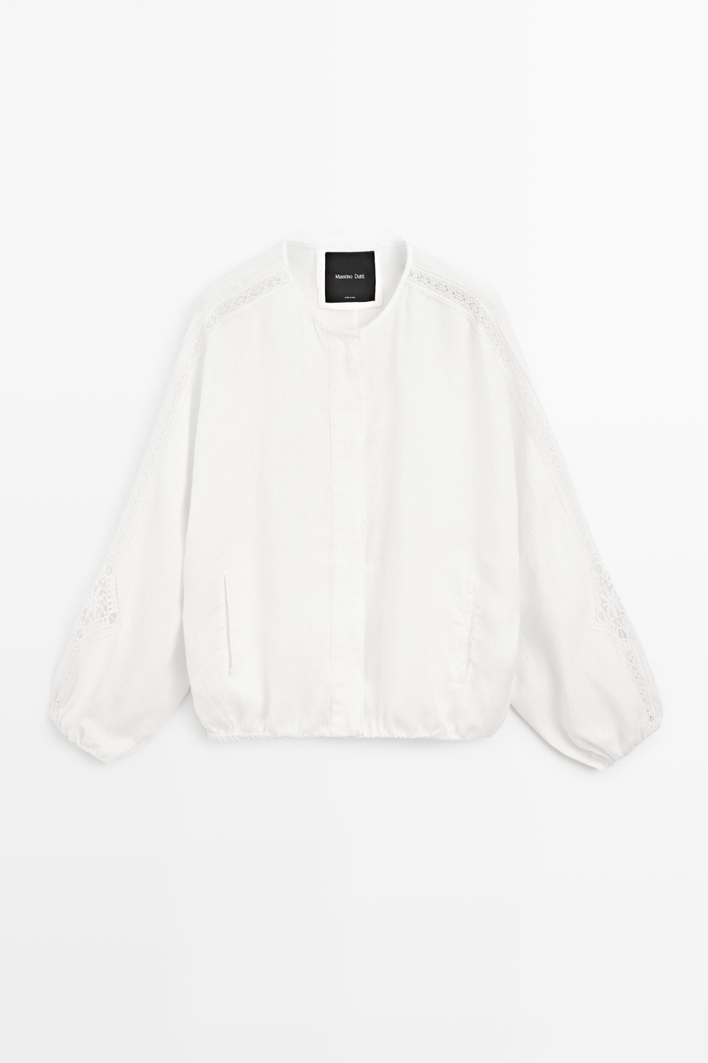 Massimo Dutti Бомбер из 100% льна с вышивкой, белый