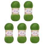 Пряжа Alize (Ализе) Diva / уп.5 мот. по 100 г, 350м, 210 зеленый A
