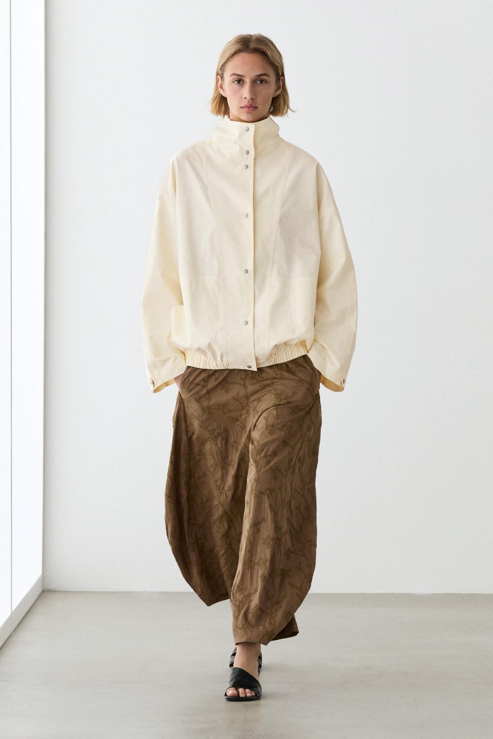 Massimo Dutti Бомбер с кнопками, натуральный/кремовый