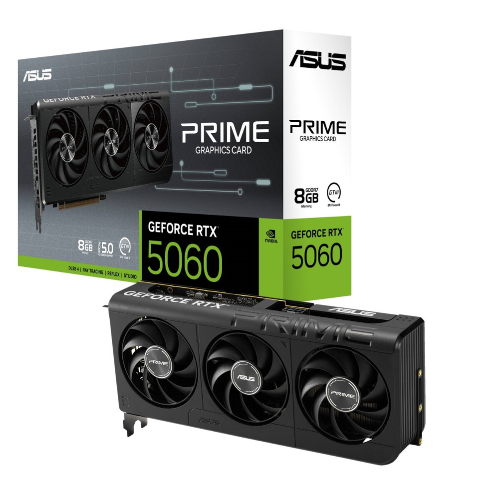 Видеокарта ASUS PRIME GeForce RTX™ 5060 8GB GDDR7 OC Edition, 128-bit, 2595 МГц