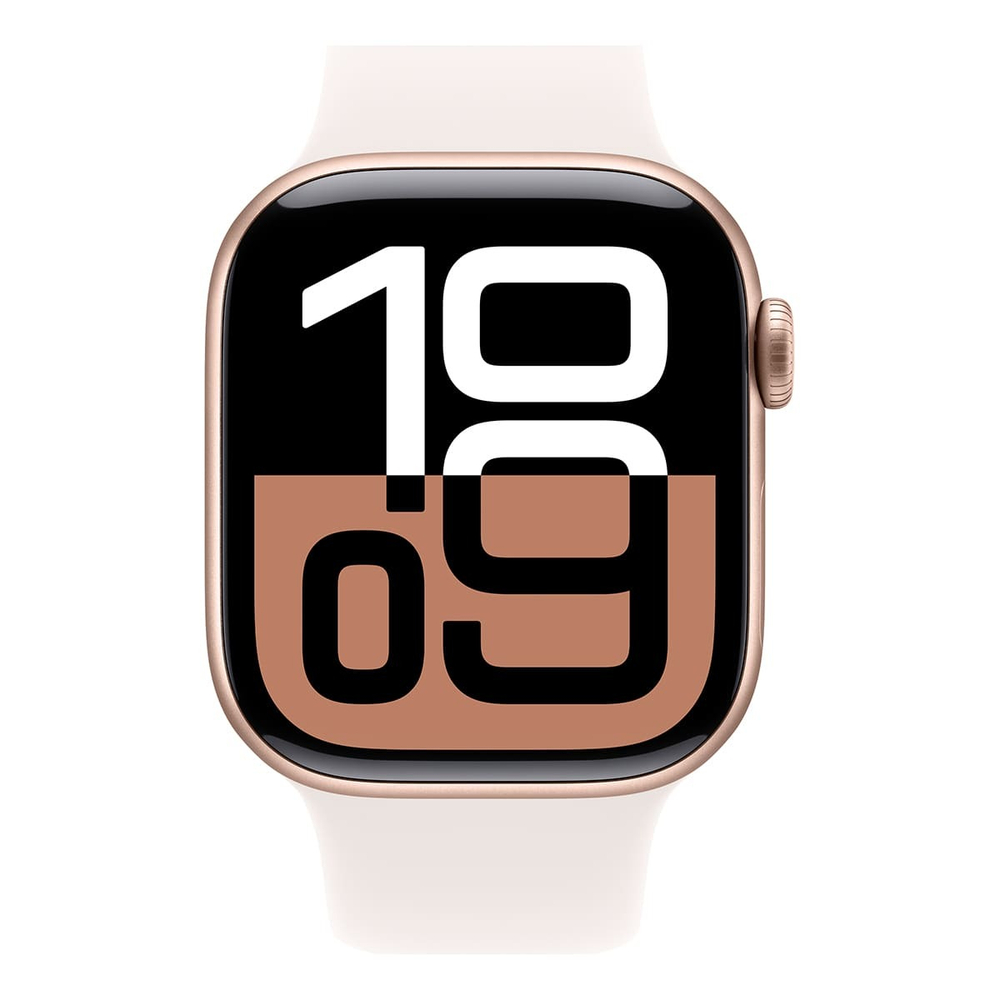 Apple Watch Series 10, 42 мм корпус из алюминия цвета «Rose Gold», ремешок Sport Band размера S/M цвета «Light Blush»