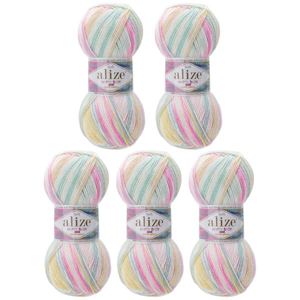 Пряжа Alize (Ализе) Happy Baby new Multi Colors / уп.5 мот. по 100 г, 320м, 52995 секционный