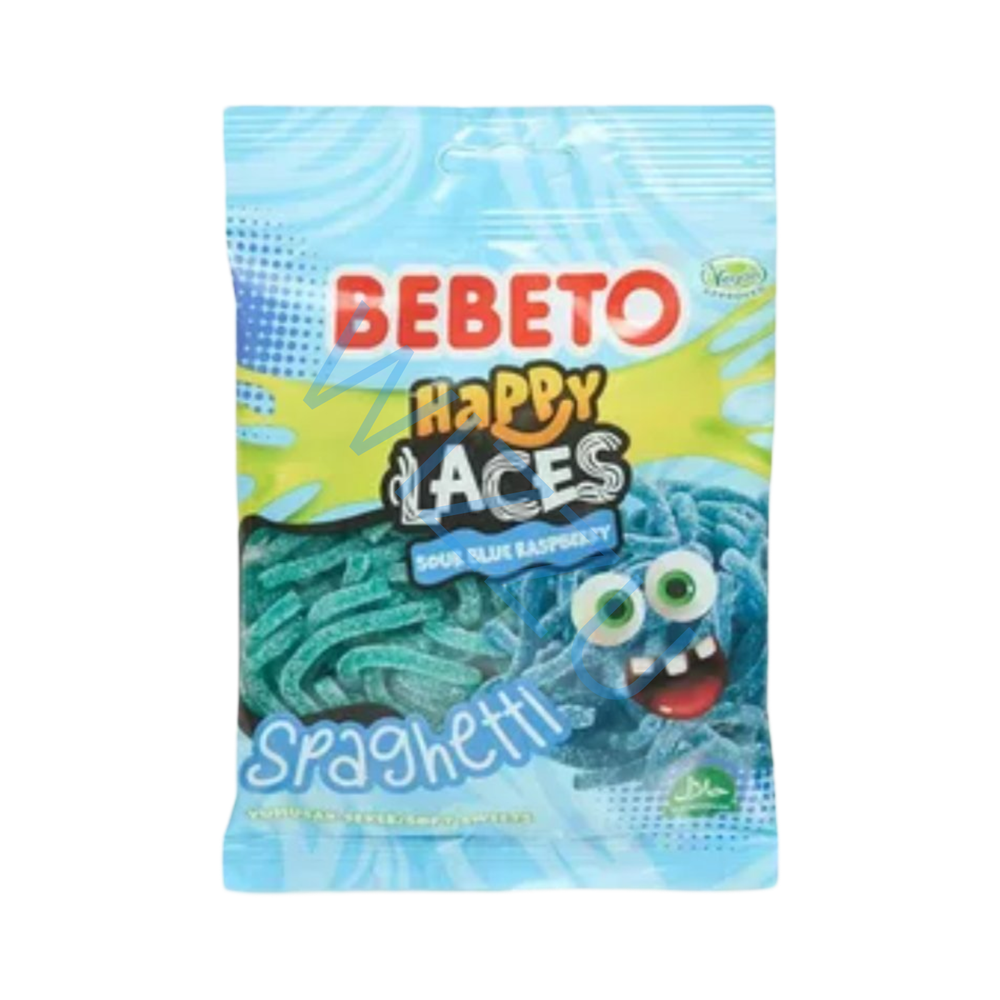 Мармелад BEBETО HAPPY LACES SOUR BLUE RASPBBERRY голубая малина 80г