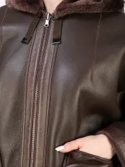 Дубленка зимняя двухсторонняя шуба с капюшоном