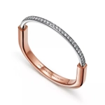 Браслет из розового и белого золота 18k с бриллиантами , Tiffany 💠 Lock with half Pave