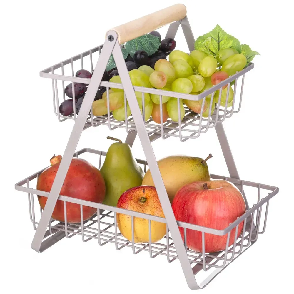 КОРЗИНА ДЛЯ ФРУКТОВ С ДЕРЕВЯННОЙ РУЧКОЙ 27.5*17.5*29 СМ (КОР=6ШТ)