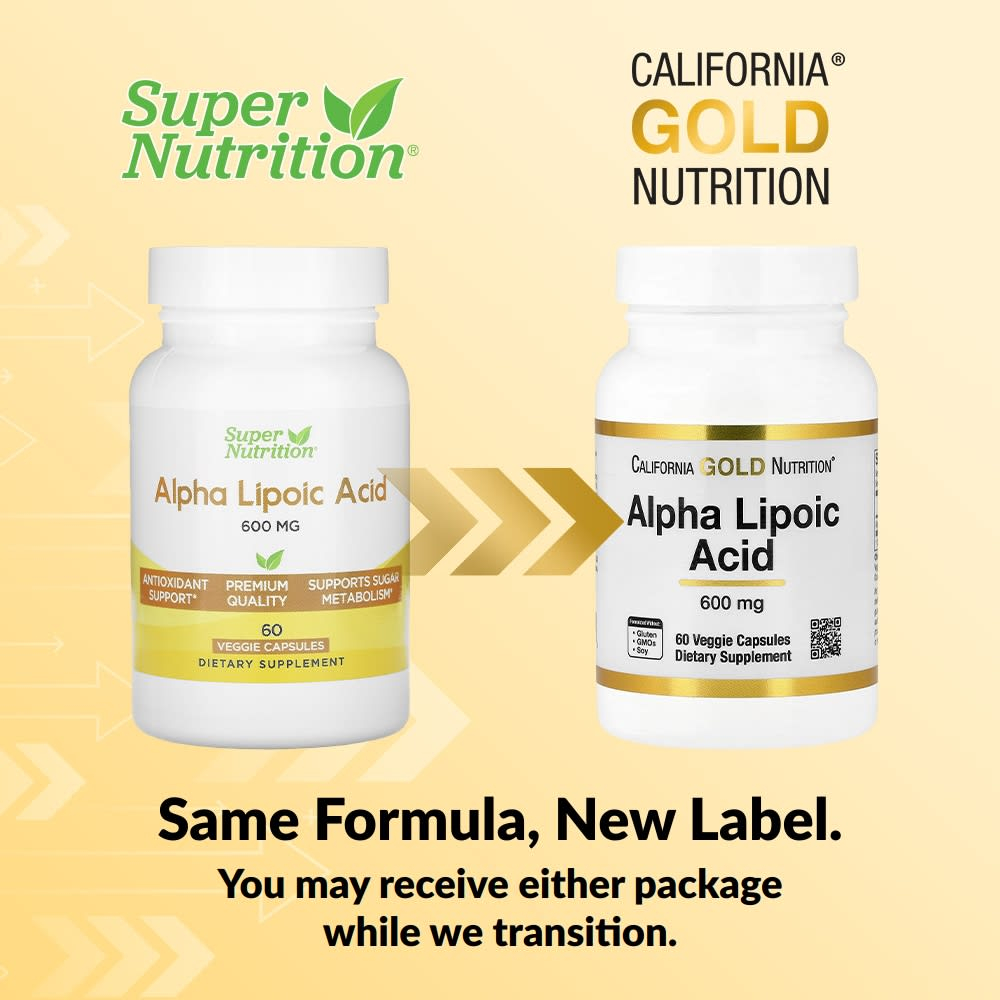 California Gold Nutrition, альфа-липоевая кислота, 600 мг, 60 растительных капсул