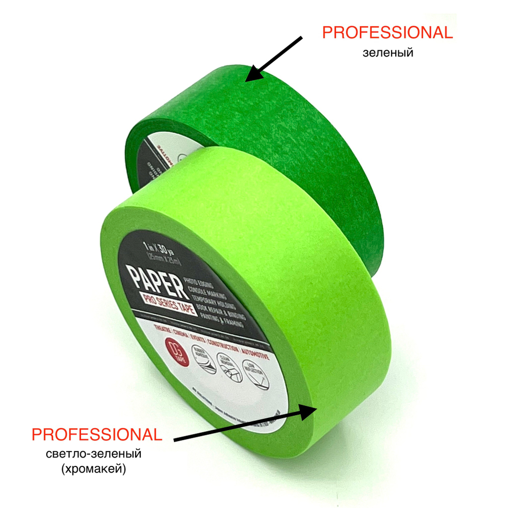 Masking Tape Professional - клейкая лента бумажная цвет светло зеленый 25мм х 23метра NEW