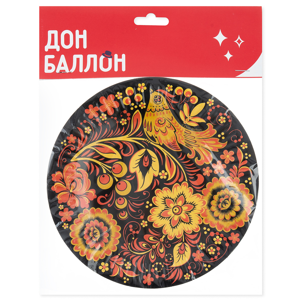 Тарелки (7''/18 см) Хохлома, 6 шт.