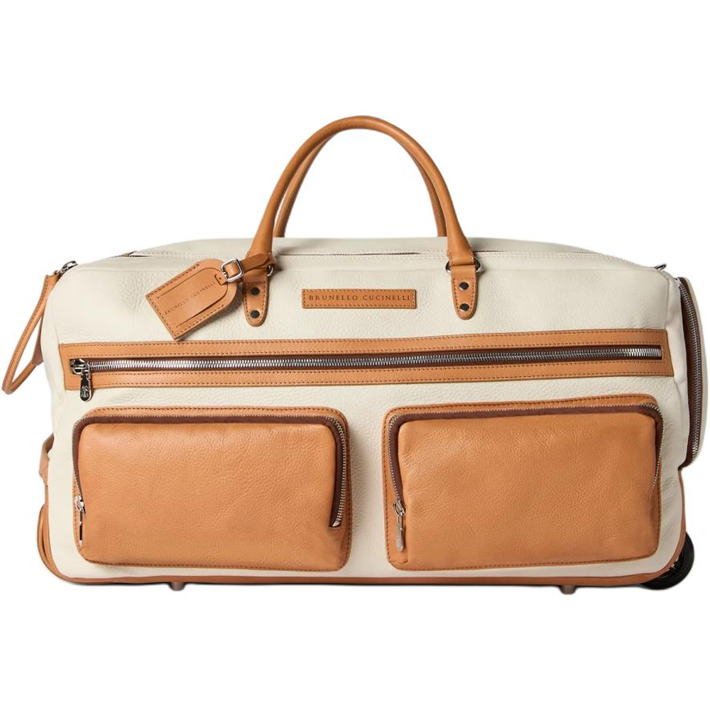Brunello Cucinelli Cow Leather Trolley Bag 20 Inch Men"s Beige