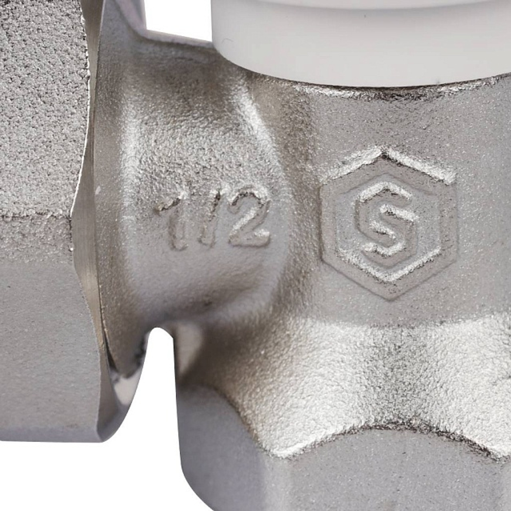 Вентиль ручной регулировки угловой STOUT - 1/2" (ВР/НР-американка, PN10, Tmax 120°C, с дополнительным уплотнением)