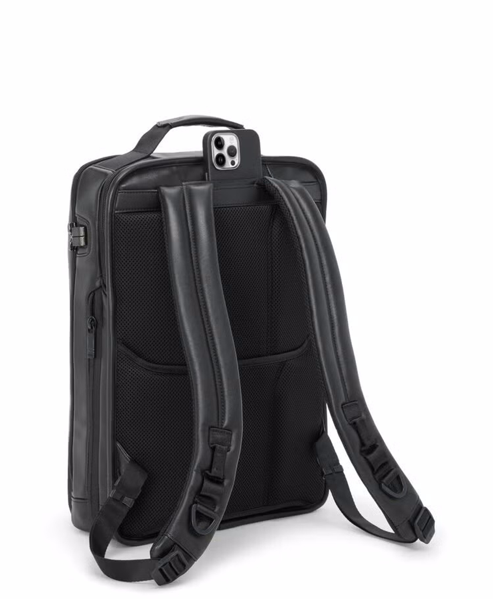 Рюкзак кожаный с расширением для ноутбука 17"/Black