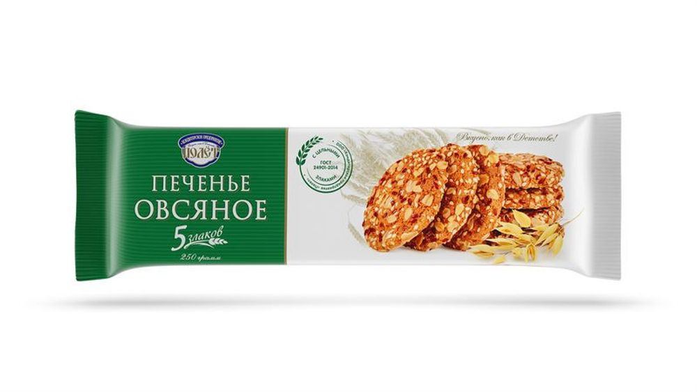 Печенье Полет Овсяное 5 злаков 250г