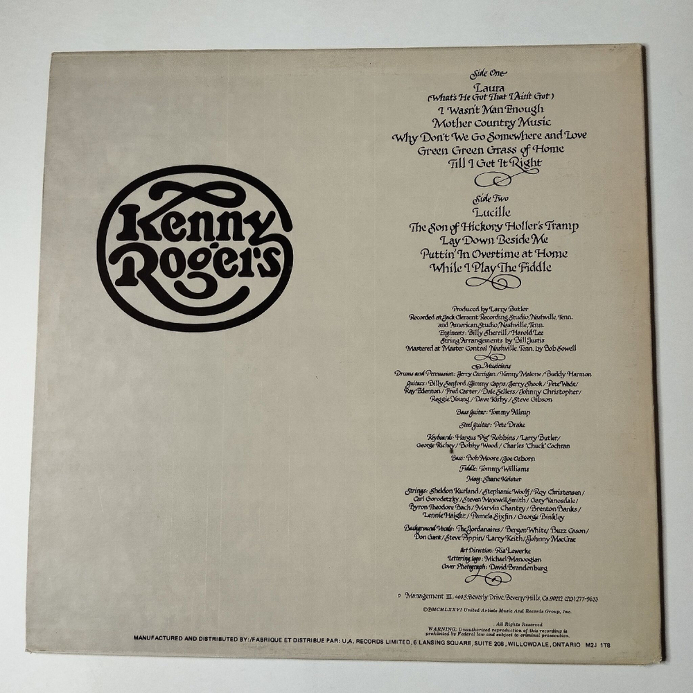 Винтажная виниловая пластинка LP Kenny Rogers (Canada 1977)