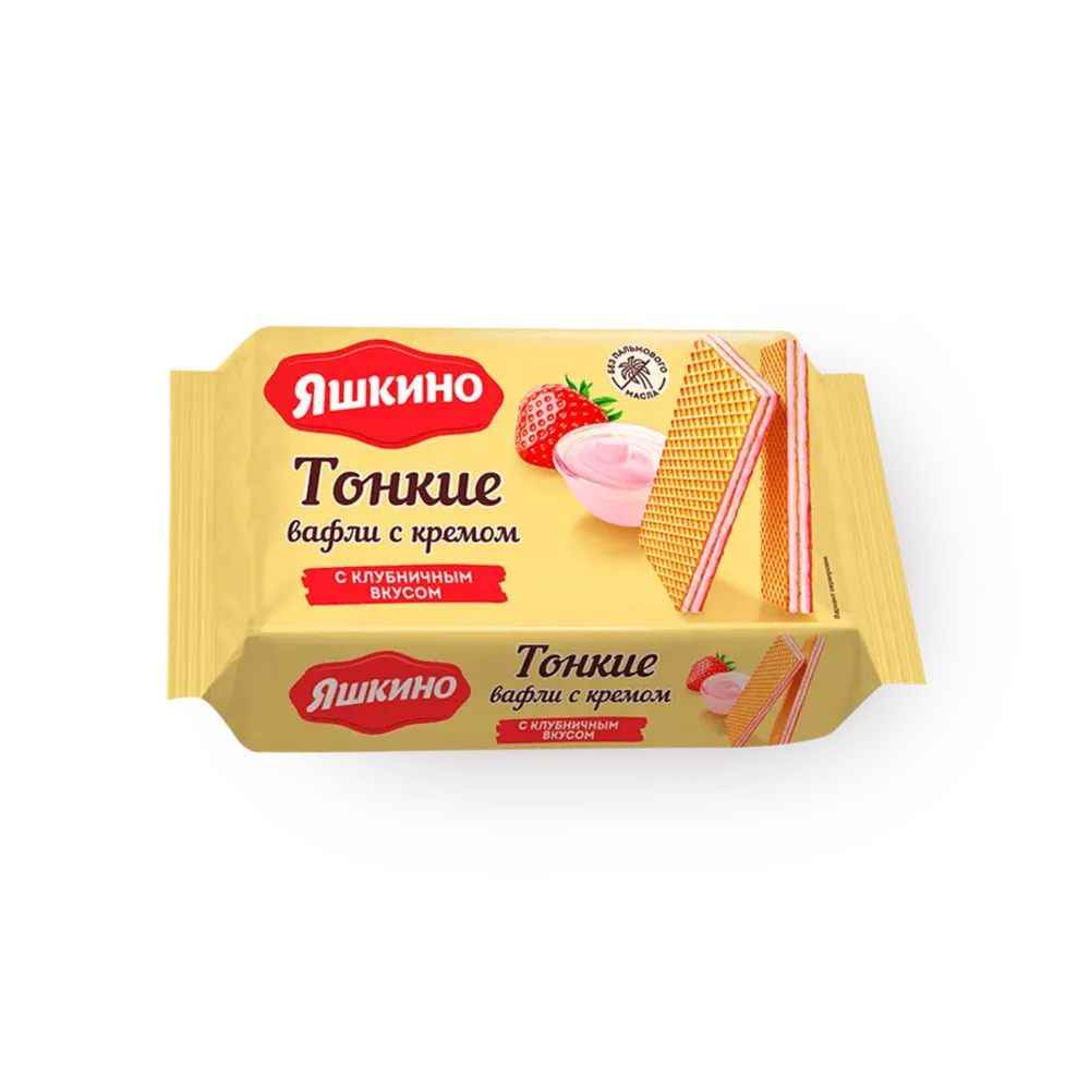 Вафли тонкие Яшкино с клуб.кремом 144гр