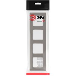 Рамка для розеток и выключателей ЭРА Серия 12 12-5204-16 на 4 поста, Классик, титан | Эра 12