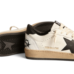 Women's Ball Star sneakers in white nappa leather with black leather star and heel tab