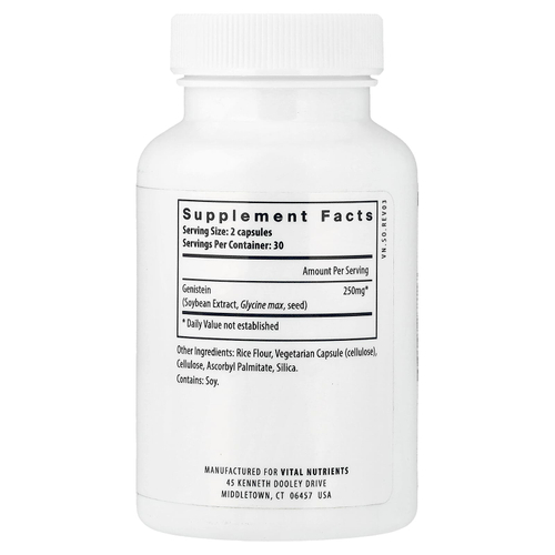 Vital Nutrients, генистеин, 60 веганских капсул (125 мг в 1 капсуле)