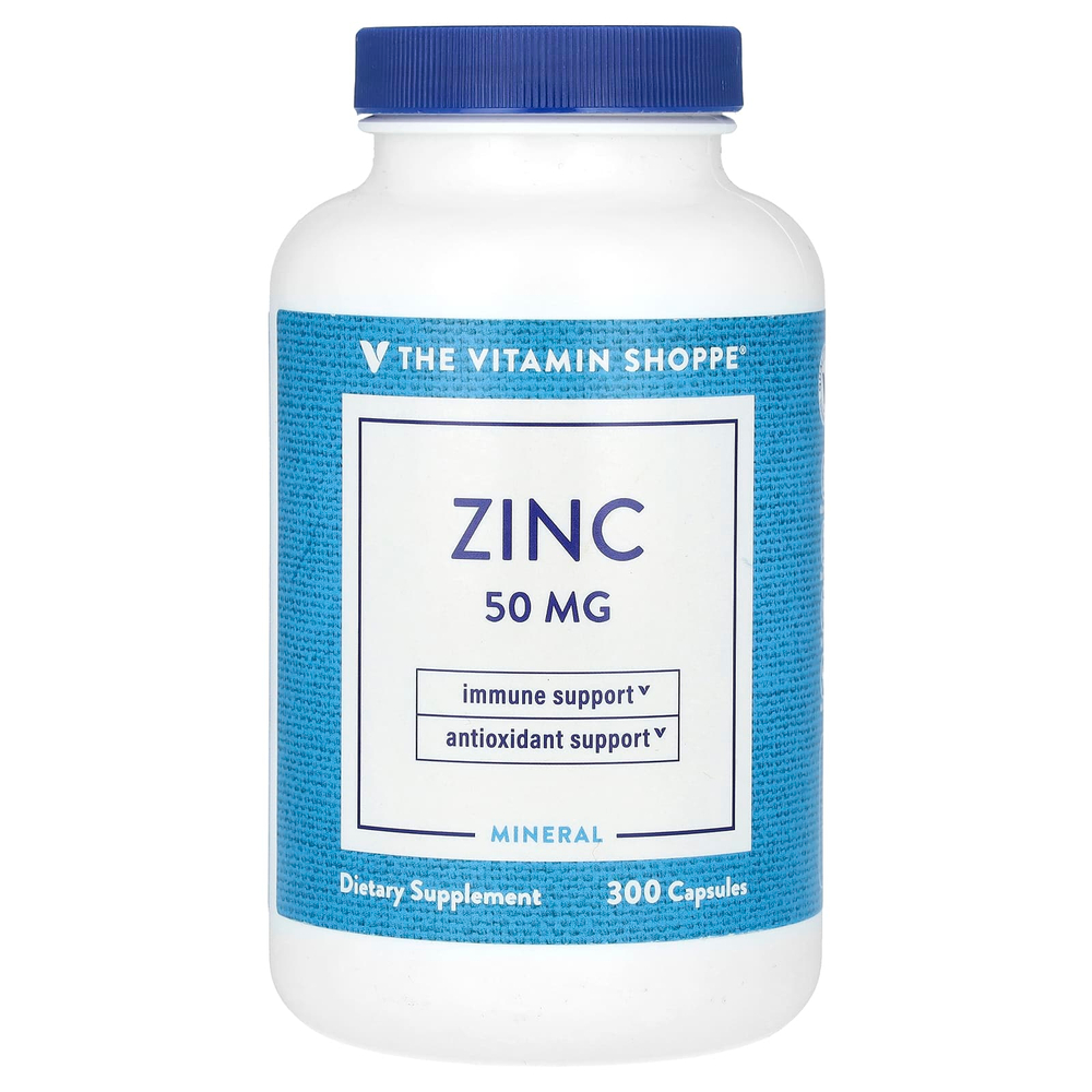 The Vitamin Shoppe, цинк, 50 мг, 300 капсул