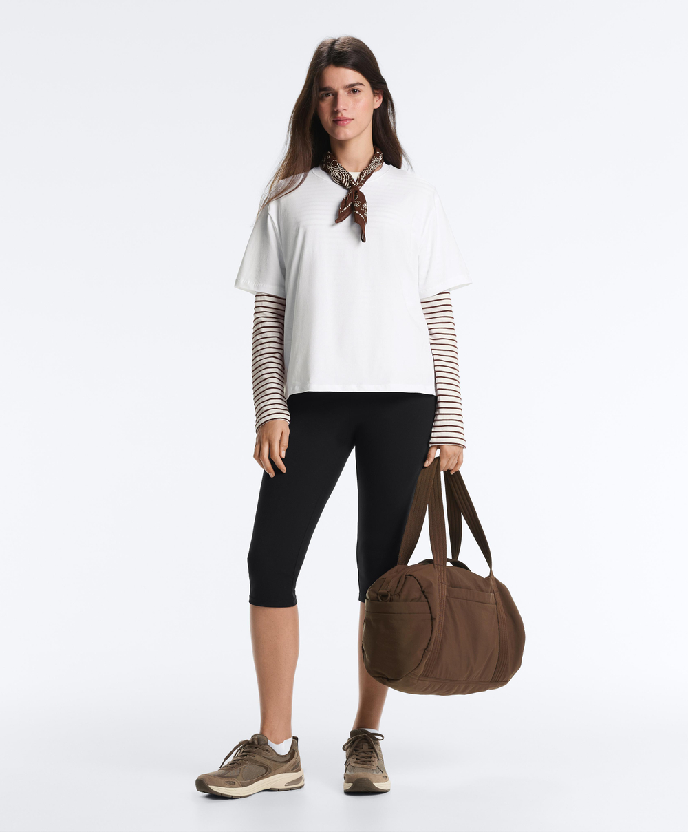 Oysho Boxy футболка с короткими рукавами из смесового хлопка, белый