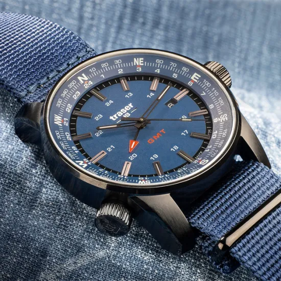 Швейцарские тактические часы Traser P68 Pathfinder Gmt Blue 109034