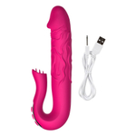 Розовый вибратор с клиторальной стимуляцией Tongue - 23,5 см. (Цвет: розовый)