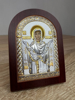 Покрова БМ, икона арочная, красное дерево, 86х112