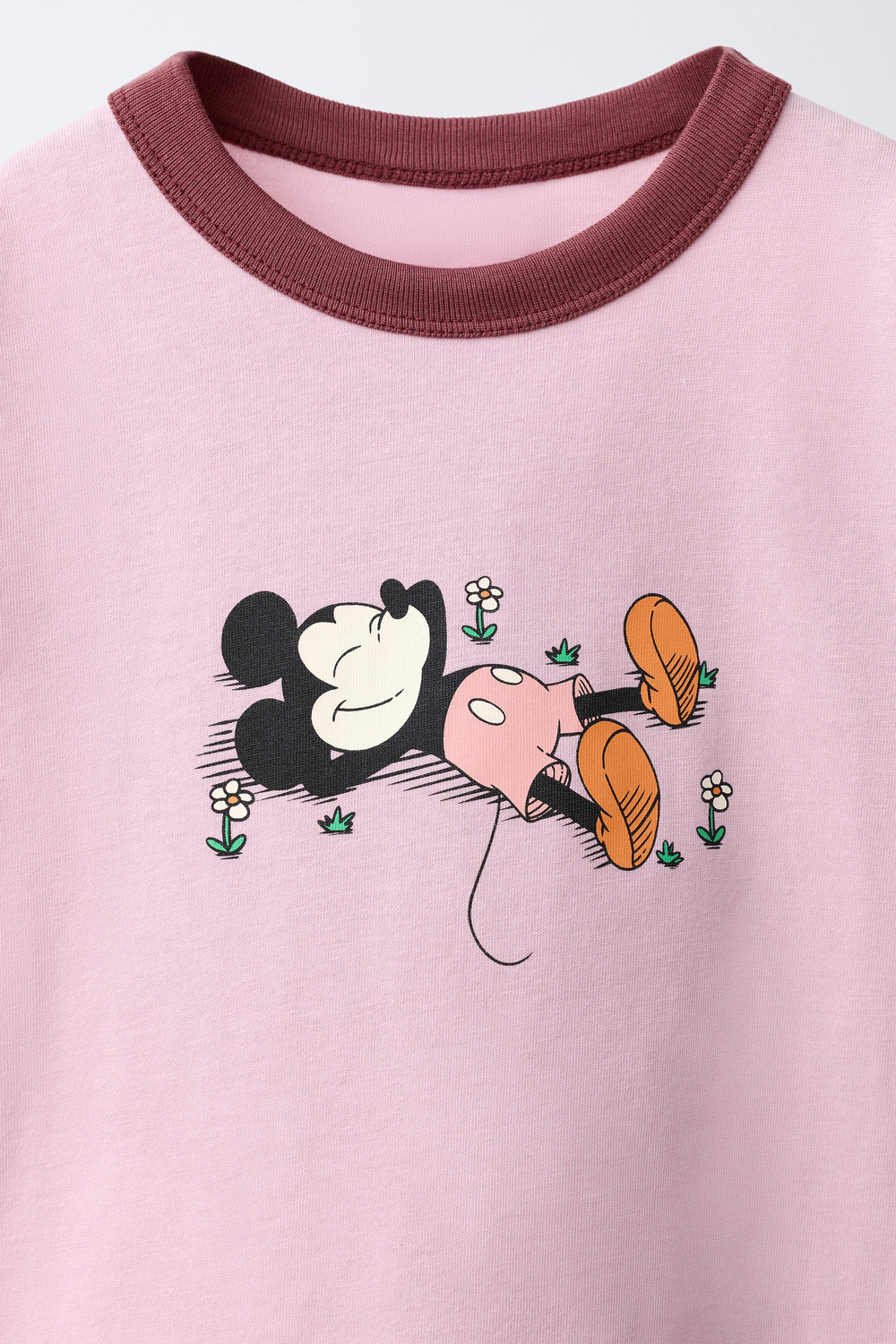 ZARA ФУТБОЛКА С ПРИНТОМ И ВЫШИВКОЙ MICKEY MOUSE © DISNEY, РОЗОВЫЙ