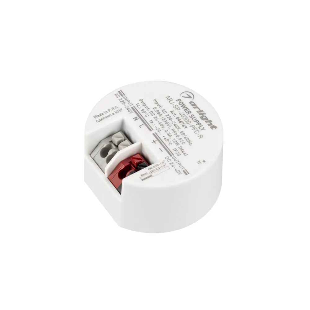 Блок питания ARJ-SP-40300-PFC-R (12W, 24-40V, 300mA) (Arlight, IP20 Пластик, 5 лет)