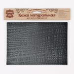 Кожа натуральная в листах фактурная А5 (21*14,8см) Абстракция Штрихи, 100% кожа (01 черный) 7016