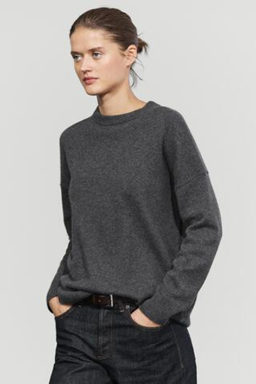 Massimo Dutti Джемпер оверсайз из 100% кашемира, антрацитово-серый