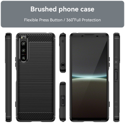 Мягкий защитный чехол для Sony Xperia 5-IV Mark 4, серии Carbon (в стиле карбон) от Caseport