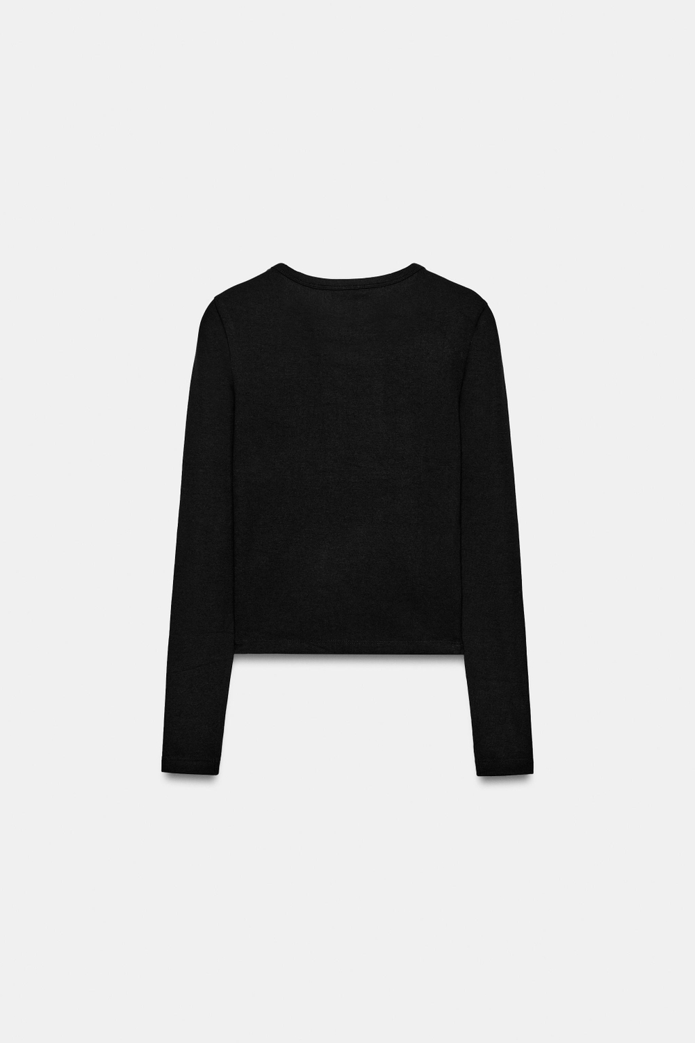 ZARA ХЛОПКОВАЯ ФУТБОЛКА С ДЛИННЫМИ РУКАВАМИ, ЧЕРНЫЙ