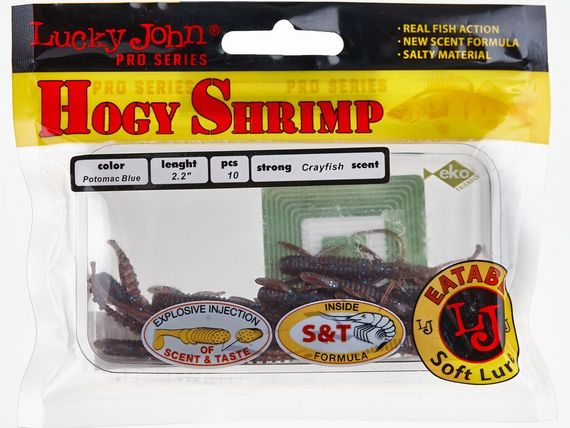 Виброхвосты съедобные LJ Pro Series HOGY SHRIMP 2,2in (5,6 см), цв. S19, 10 шт.